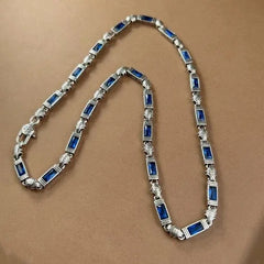 Turkish Style Tang Grass Pattern Stone Inlaid Necklace 5mm Heavy Craft Chain 07FC0E-D4 - KOEEK [1]