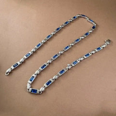 Turkish Style Tang Grass Pattern Stone Inlaid Necklace 5mm Heavy Craft Chain 07FC0E-D4 - KOEEK [4]