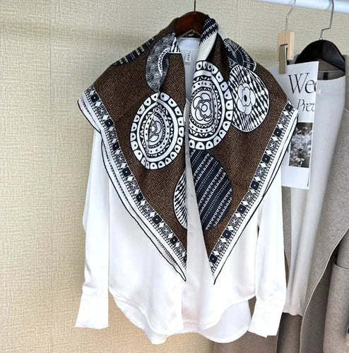 Twill Silk Scarf Bandanna Wrap 88X88cm coil Print Square Shawl 07FC0E-D4 - KOEEK [3]