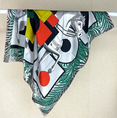 Twill Silk Scarf Bandanna horse Print Square Shawl Wrap 88X88cm 07FC0E-D4 - KOEEK [1]
