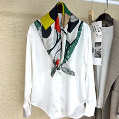 Twill Silk Scarf Bandanna horse Print Square Shawl Wrap 88X88cm 07FC0E-D4 - KOEEK [2]