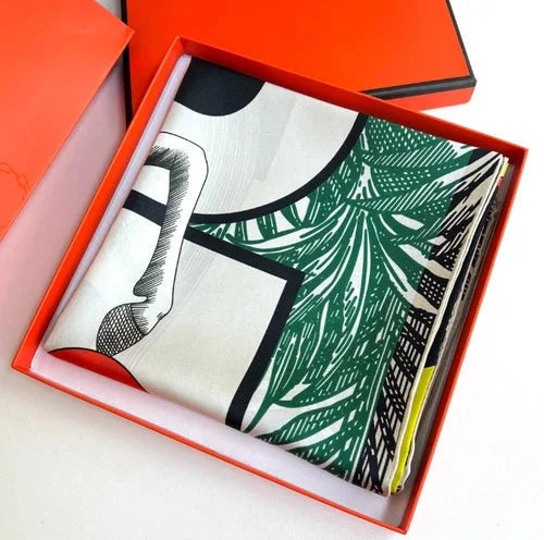 Twill Silk Scarf Bandanna horse Print Square Shawl Wrap 88X88cm 07FC0E-D4 - KOEEK [3]