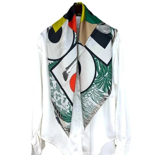 Twill Silk Scarf Bandanna horse Print Square Shawl Wrap 88X88cm 07FC0E-D4 - KOEEK [5]