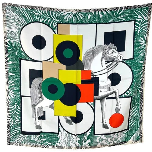 Twill Silk Scarf Bandanna horse Print Square Shawl Wrap 88X88cm 07FC0E-D4 - KOEEK [6]