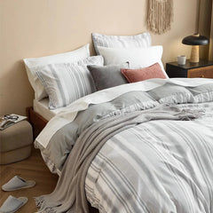 Twin Duvet Cover Kids - Reversible Striped Duvet Cover Set with Zipper Closure 07FC0E-D4 - KOEEK [1]