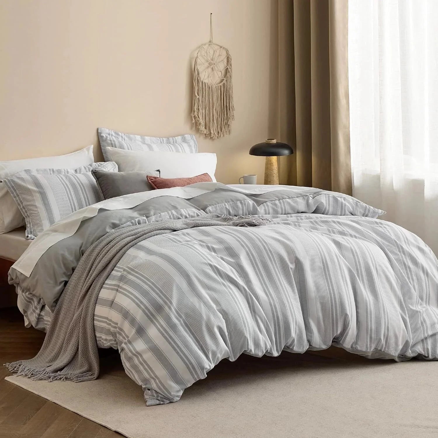 Twin Duvet Cover Kids - Reversible Striped Duvet Cover Set with Zipper Closure 07FC0E-D4 - KOEEK [3]