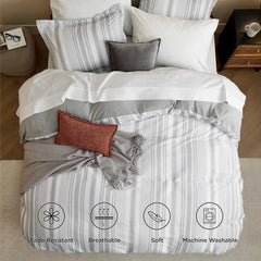 Twin Duvet Cover Kids - Reversible Striped Duvet Cover Set with Zipper Closure 07FC0E-D4 - KOEEK [4]