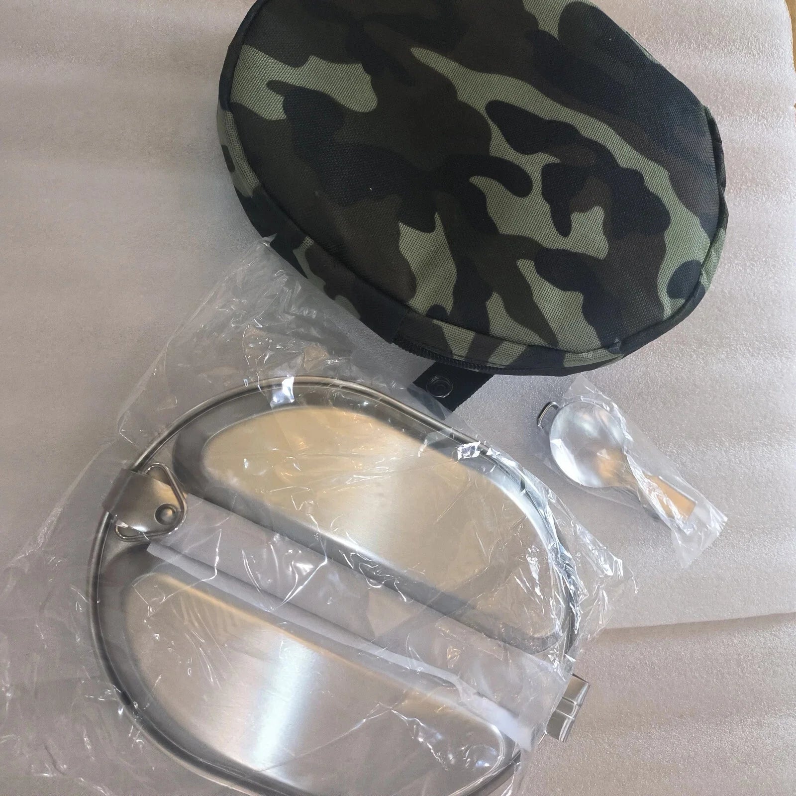 US Military Camping Mess Tin 304 Stainless Steel Round Mess Kit With Cover Bag 07FC0E-D4 - KOEEK [8]