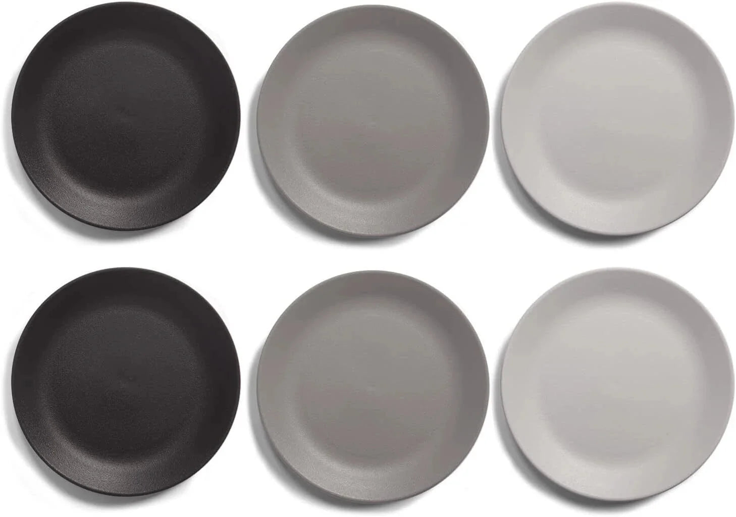Ultra-Durable Plastic 10 inch Dinner Plates in Grey Stone | Set of 6 Reusable 07FC0E-D4 - KOEEK [1]
