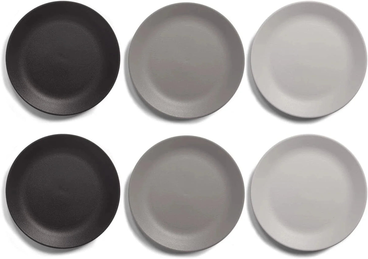 Ultra-Durable Plastic 10 inch Dinner Plates in Grey Stone | Set of 6 Reusable 07FC0E-D4 - KOEEK [1]