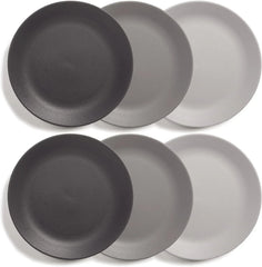 Ultra-Durable Plastic 10 inch Dinner Plates in Grey Stone | Set of 6 Reusable 07FC0E-D4 - KOEEK [2]