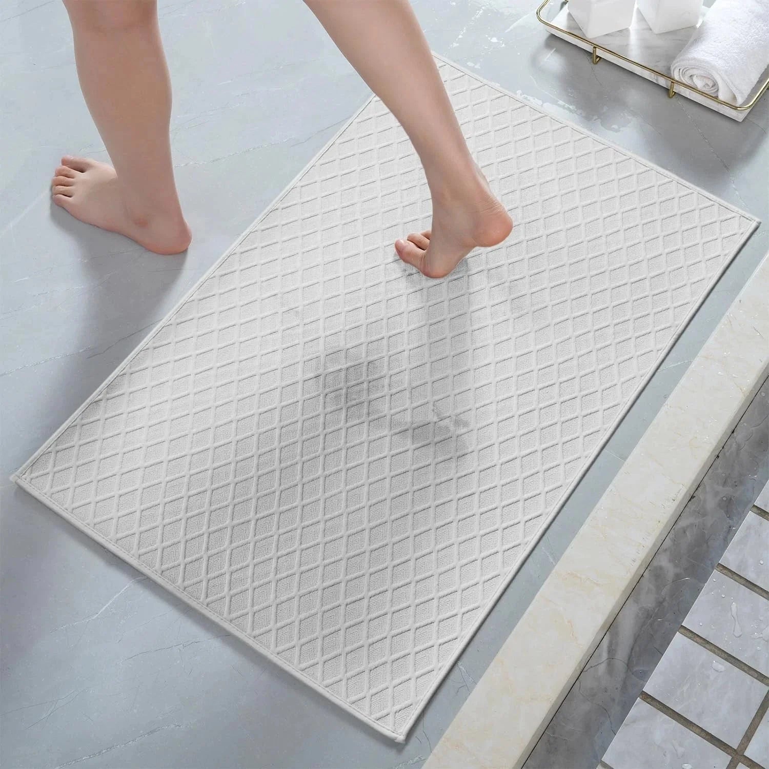 Ultra-thin bathroom mat (16 inches × 24 inches, white) 07FC0E-D4 - KOEEK [1]