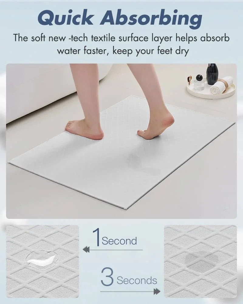 Ultra-thin bathroom mat (16 inches × 24 inches, white) 07FC0E-D4 - KOEEK [4]