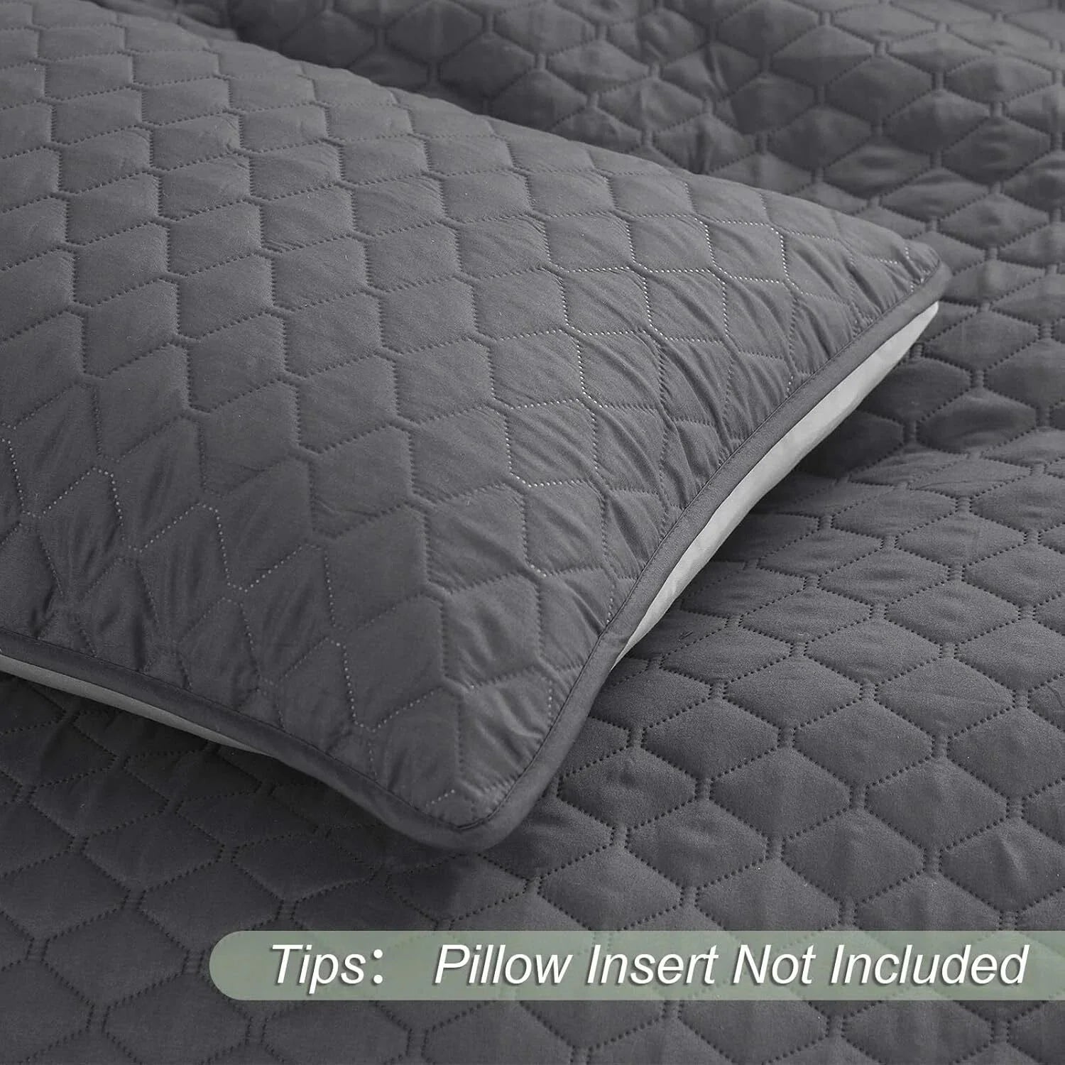 Ultrasonic Reversible Full Queen Quilt Bedding Set with Pillow Shams 07FC0E-D4 - KOEEK [5]