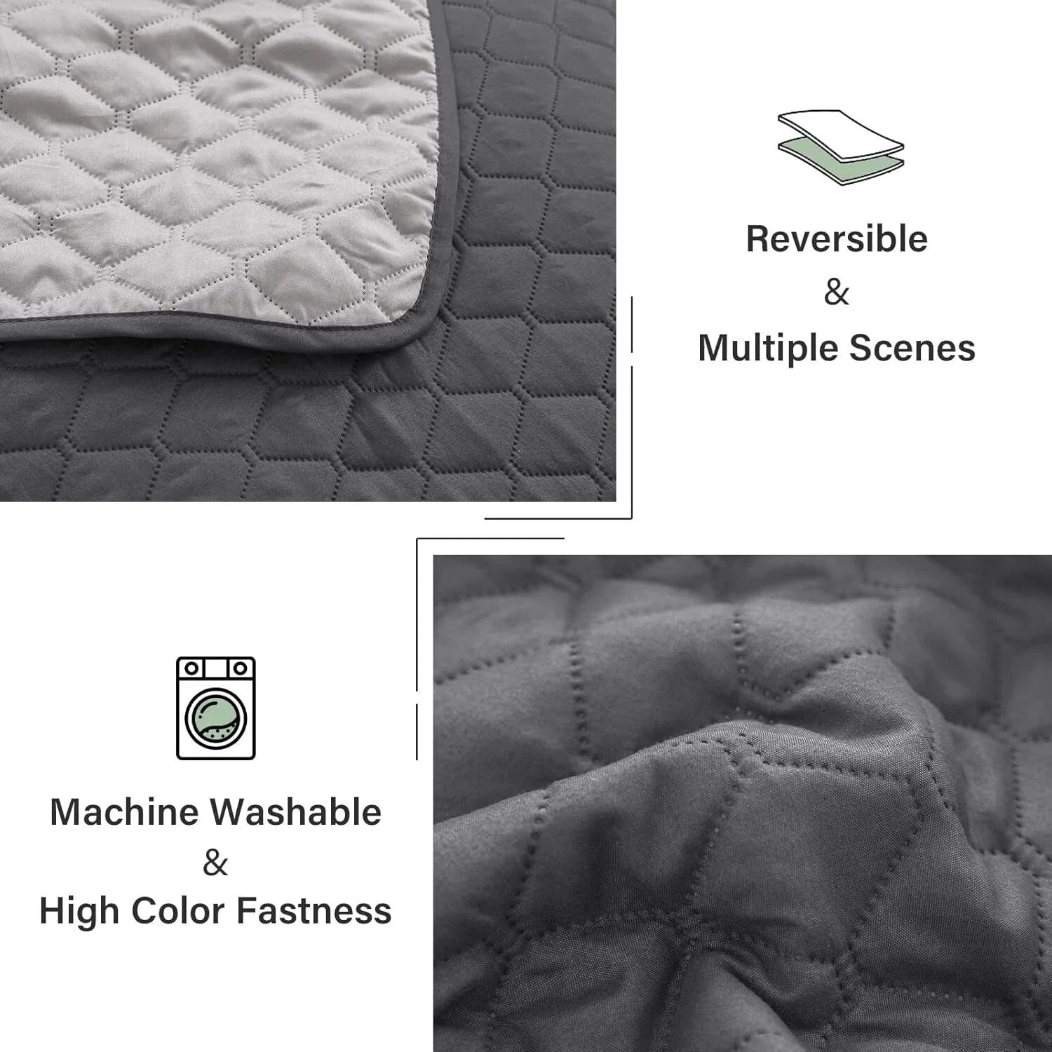 Ultrasonic Reversible Full Queen Quilt Bedding Set with Pillow Shams 07FC0E-D4 - KOEEK [6]