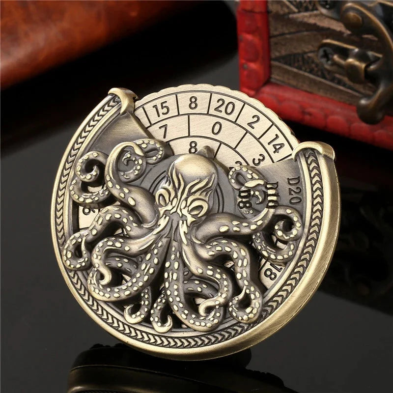 Unique Octopus Design Metal Fidget Spinner Dice for Role-Playing Game Accessory 07FC0E-D4 - KOEEK [11]