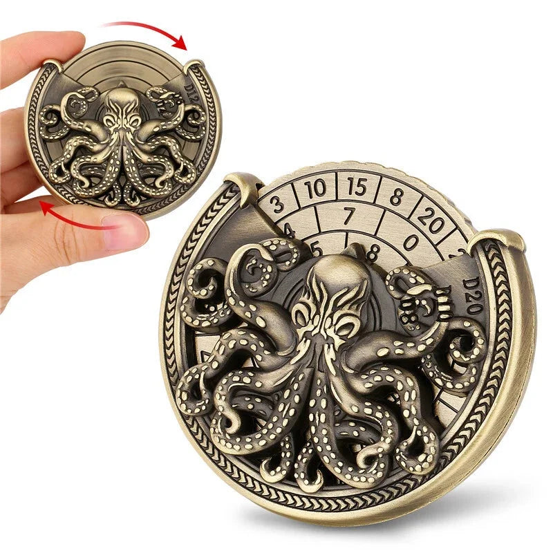 Unique Octopus Design Metal Fidget Spinner Dice for Role-Playing Game Accessory 07FC0E-D4 - KOEEK [4]