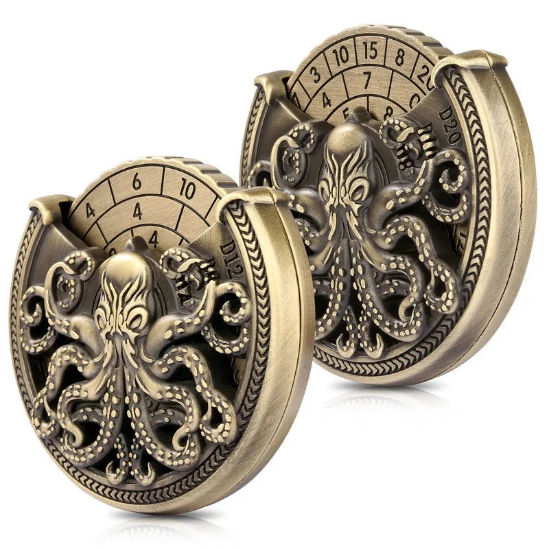 Unique Octopus Design Metal Fidget Spinner Dice for Role-Playing Game Accessory 07FC0E-D4 - KOEEK [8]