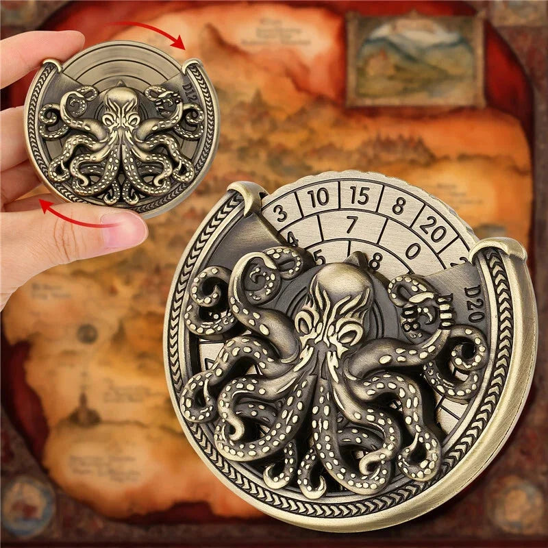 Unique Octopus Design Metal Fidget Spinner Dice for Role-Playing Game Accessory 07FC0E-D4 - KOEEK [9]