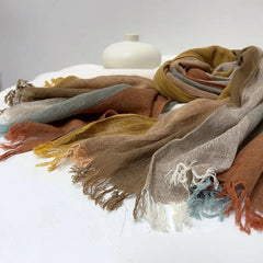 Unisex Multicolor  Flax Linen Bandana Wrap Neckerchief Shawl Scarf 55''x55'' 07FC0E-D4 - KOEEK [1]