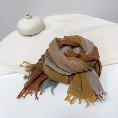 Unisex Multicolor  Flax Linen Bandana Wrap Neckerchief Shawl Scarf 55''x55'' 07FC0E-D4 - KOEEK [2]