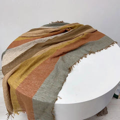 Unisex Multicolor  Flax Linen Bandana Wrap Neckerchief Shawl Scarf 55''x55'' 07FC0E-D4 - KOEEK [3]