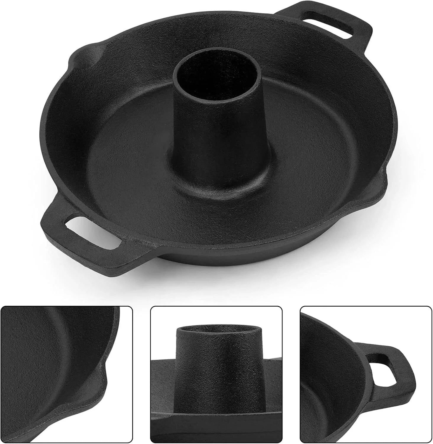 Universal Cast Iron Chicken Rack, Pre-Seasoned Roaster Beer Can Turkey Rack 07FC0E-D4 - KOEEK [4]