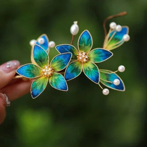 Velvet Silk Flower Hairpin Hanfu Chinese Vintage Hair Accessory 1pc 07FC0E-D4 - KOEEK [3]