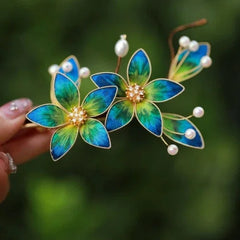 Velvet Silk Flower Hairpin Hanfu Chinese Vintage Hair Accessory 1pc 07FC0E-D4 - KOEEK [3]