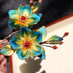 Velvet Silk Hairpin Chinese Style Hanfu Qipao Hair Accessory Traditional 1pc 07FC0E-D4 - KOEEK [2]