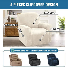 Velvet Stretch Recliner Couch Covers 4-Pieces Style Recliner Chair Covers 07FC0E-D4 - KOEEK [2]