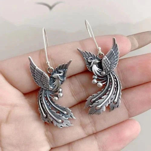 Vintage Antique Style Phoenix Earrings And Ring Handmade Jewelry Accessory 07FC0E-D4 - KOEEK [1]