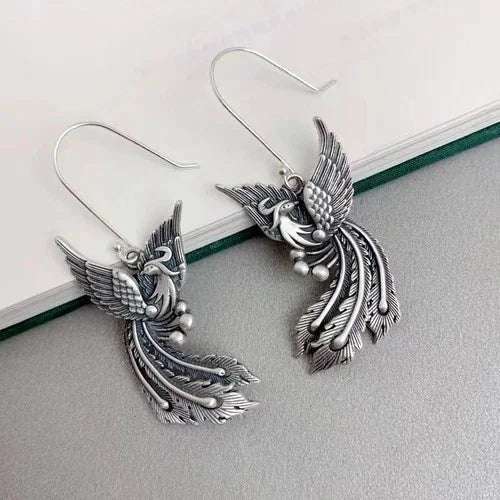 Vintage Antique Style Phoenix Earrings And Ring Handmade Jewelry Accessory 07FC0E-D4 - KOEEK [3]