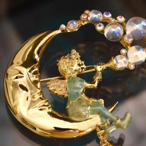 Vintage Art Nouveau Brooch Style Fairy Beauty Shawl Pin Pendant Jewelry Unique 07FC0E-D4 - KOEEK [7]