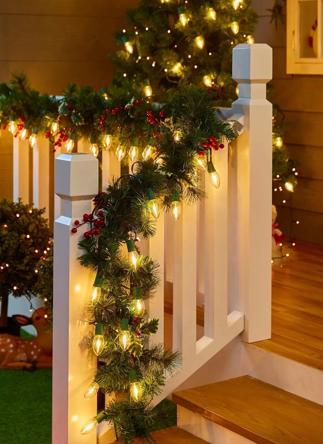 Vintage C9 LED Outdoor Warm White Christmas Lights, 50ft C9 String Lights 07FC0E-D4 - KOEEK [7]