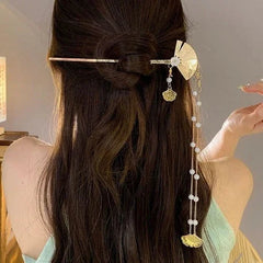 Vintage Chinese Style Fan Tassel Hairpin for Women Qipao Hair Accessory 07FC0E-D4 - KOEEK [3]