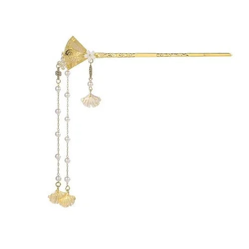 Vintage Chinese Style Fan Tassel Hairpin for Women Qipao Hair Accessory 07FC0E-D4 - KOEEK [5]
