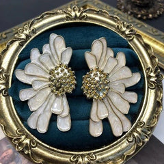 Vintage Enamel Magnolia Flower Brooch Earrings Set Retro Style Jewelry 07FC0E-D4 - KOEEK [2]