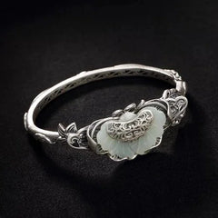 Vintage Ethnic Hetian Jade Bangle Bracelet Open Cuff Women Jewelry Ruyi Gift 07FC0E-D4 - KOEEK [2]