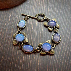 Vintage European Court Opal Bracelet Natural Stone Elegant Brass Butterfly 07FC0E-D4 - KOEEK [2]