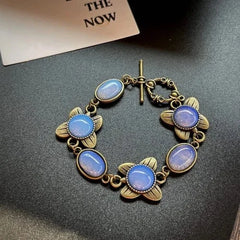 Vintage European Court Opal Bracelet Natural Stone Elegant Brass Butterfly 07FC0E-D4 - KOEEK [4]