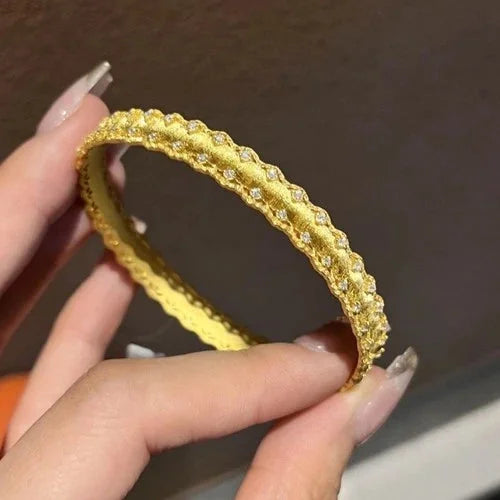 Vintage Gold Plated Star Crystal Hinged Bangle Bracelet Womens Jewelry 07FC0E-D4 - KOEEK [3]