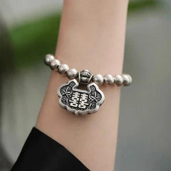 Vintage Jade Bracelet Bamboo Leaf Double Happiness Lock Beads Women Jewelry 07FC0E-D4 - KOEEK [2]