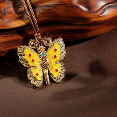 Vintage Long Pendant Necklace Filigree Butterfly Chinese Style Handmade Jewelry 07FC0E-D4 - KOEEK [4]
