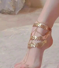 Vintage Multi Layer Tassel Anklet Foot Chain Boho Metal Jewelry for Women 07FC0E-D4 - KOEEK [1]