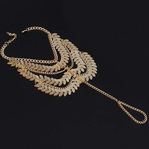 Vintage Multi Layer Tassel Anklet Foot Chain Boho Metal Jewelry for Women 07FC0E-D4 - KOEEK [2]