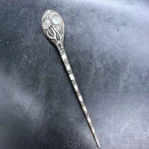 Vintage Silver Plated Copper Hairpin Floral Engraved Chinese Style 07FC0E-D4 - KOEEK [9]