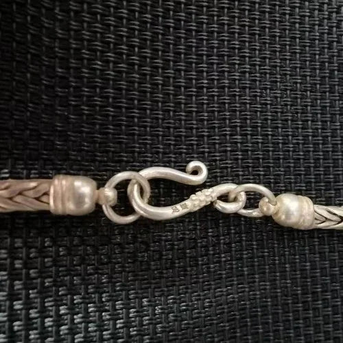 Vintage Tibetan Silver Necklace Braided Ethnic Chinese Antique Jewelry Gift 07FC0E-D4 - KOEEK [3]