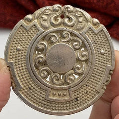 Vintage White Copper Hollow Double Beast Design 50mm Commemorative Medal 07FC0E-D4 - KOEEK [2]