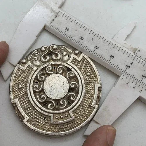 Vintage White Copper Hollow Double Beast Design 50mm Commemorative Medal 07FC0E-D4 - KOEEK [6]